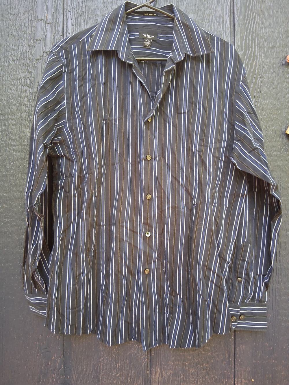Wallflower Men’s Long Sleeve Navy Stripe Button-Up Shirt
